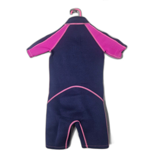 Seaskin Wetsuit Children's Size 4 Navy and Fusha Short Sleeve - Picture 3 of 5